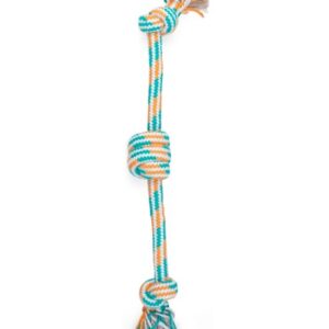 Thoozypet 16" 3 Knot Rope Orange & Teal Dog Toy
